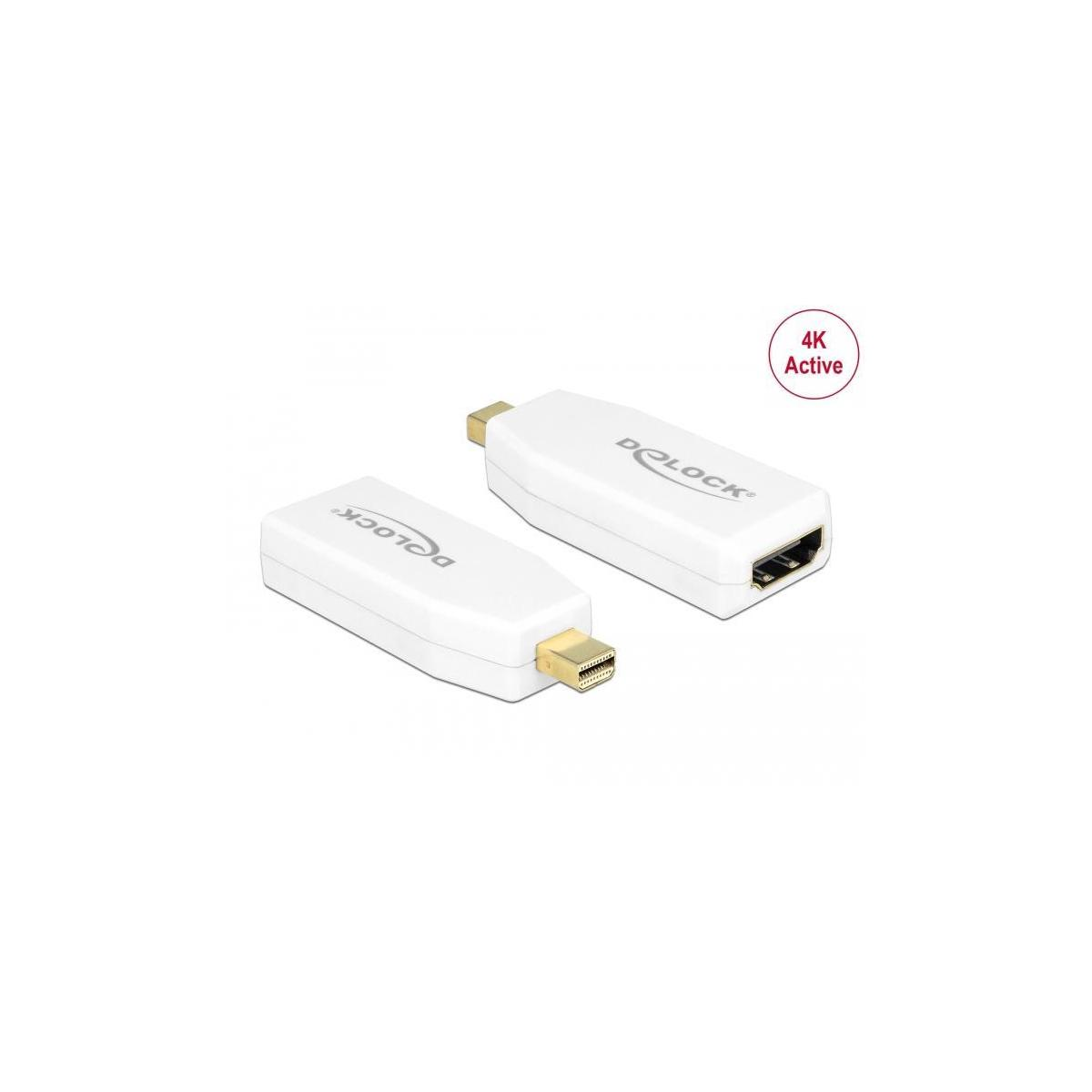 Twee witte adapters, elk met een gouden connector, met het label '4K Active' en 'DoLock'.