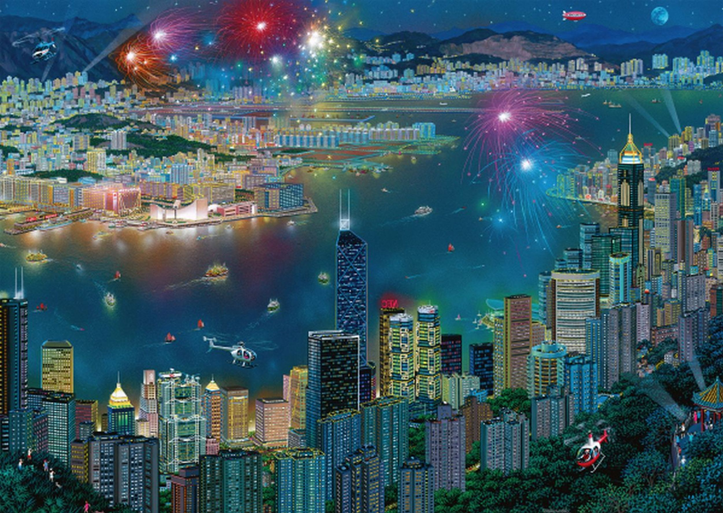 Puzzle SCHMIDT Feuerwerk SPIELE Hongkong über