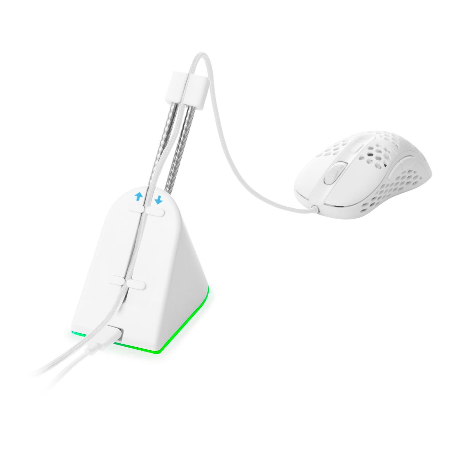 DELTACO L33T RGB Maus Bungee mauskabelhalter, Weiss