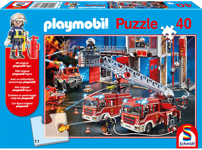 SCHMIDT SPIELE Feuwehr + Figur Playmobil Puzzle | bis 1000 Teile
