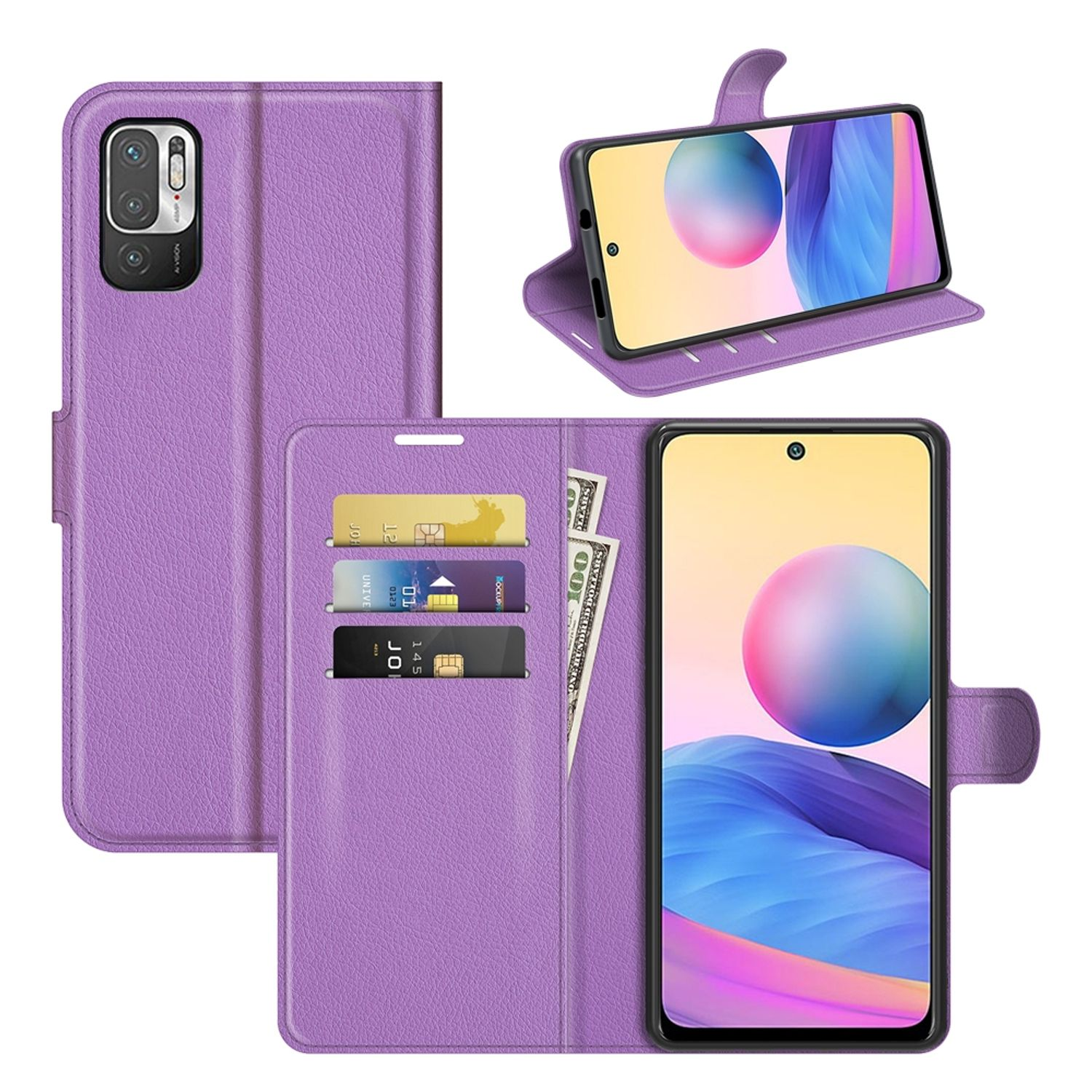 KÖNIG DESIGN Book Case, Bookcover, Xiaomi, Redmi 5G, Violett Note 10