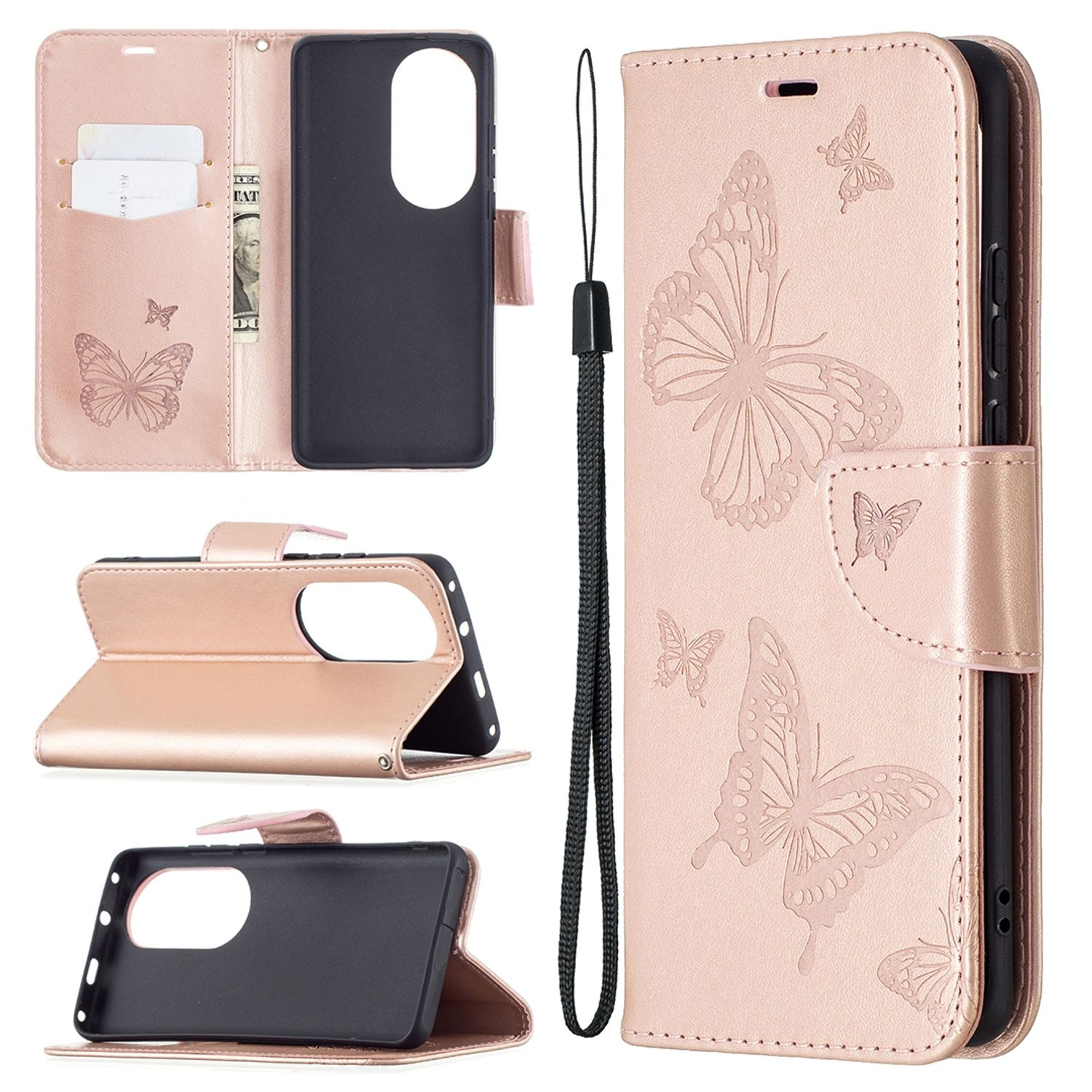 KÖNIG DESIGN Case, Bookcover, Pro, P50 Rosa Book Huawei