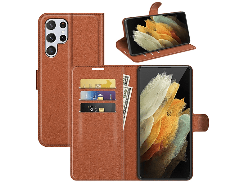 Galaxy 5G, Samsung, Case, Ultra KÖNIG S22 Braun Bookcover, DESIGN Book