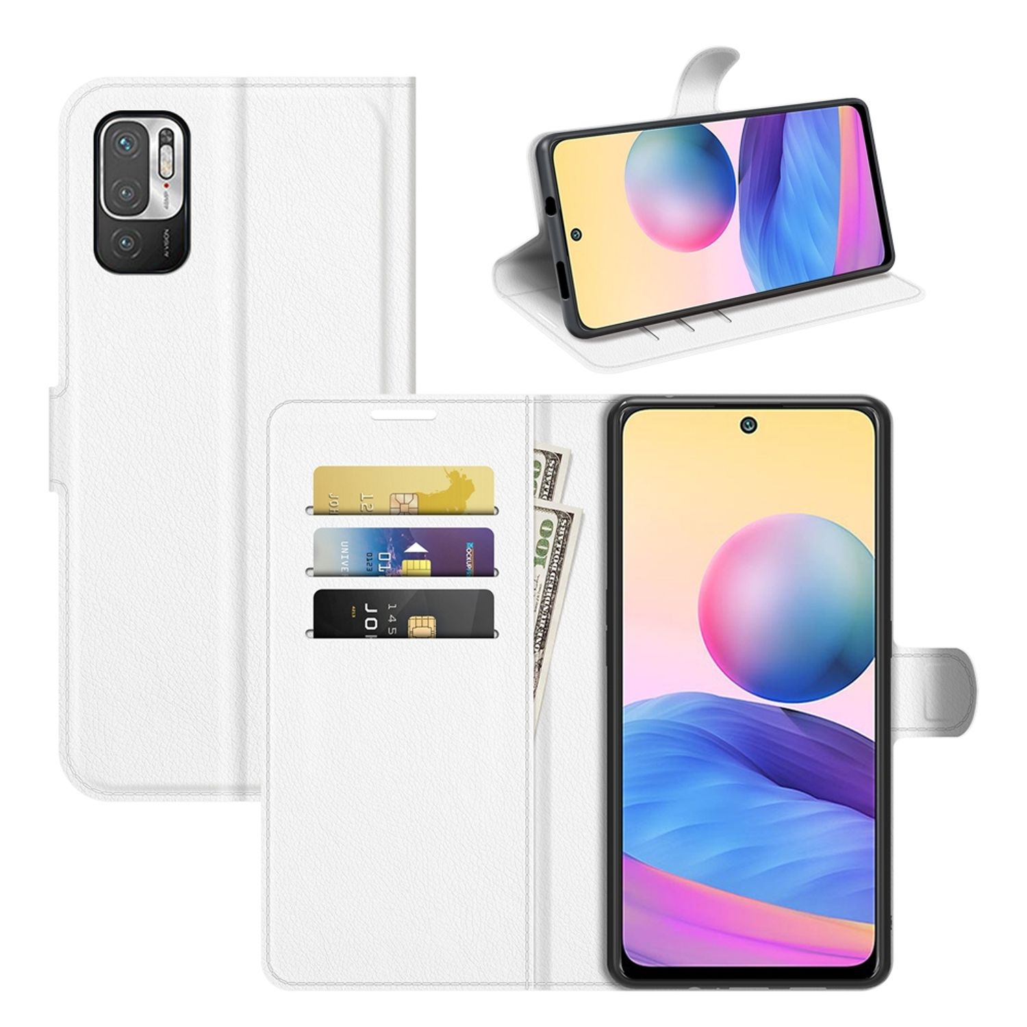 KÖNIG DESIGN Book Case, Bookcover, 10 Weiß Note Redmi 5G, Xiaomi