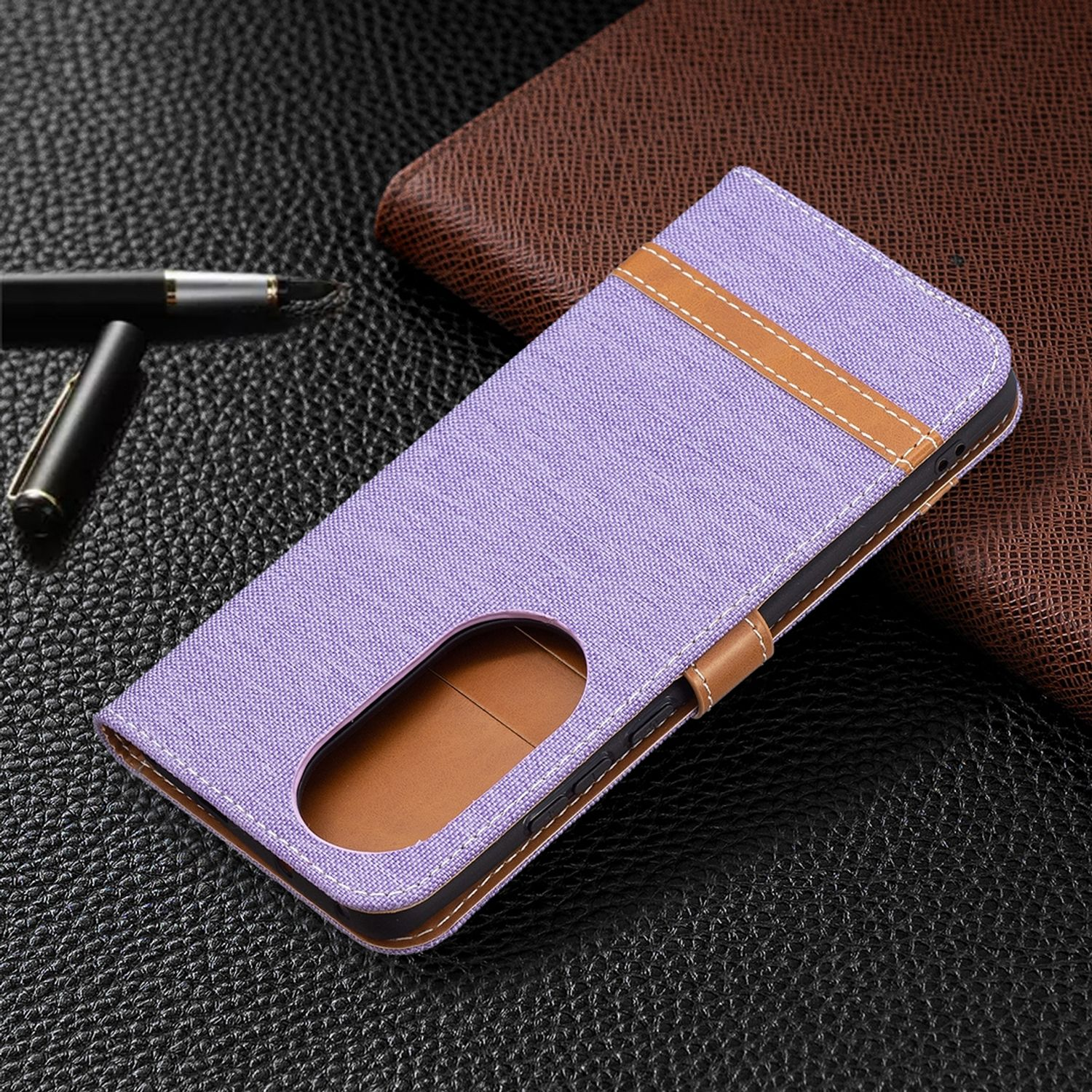 KÖNIG Pro, P50 Violett Case, DESIGN Bookcover, Book Huawei,