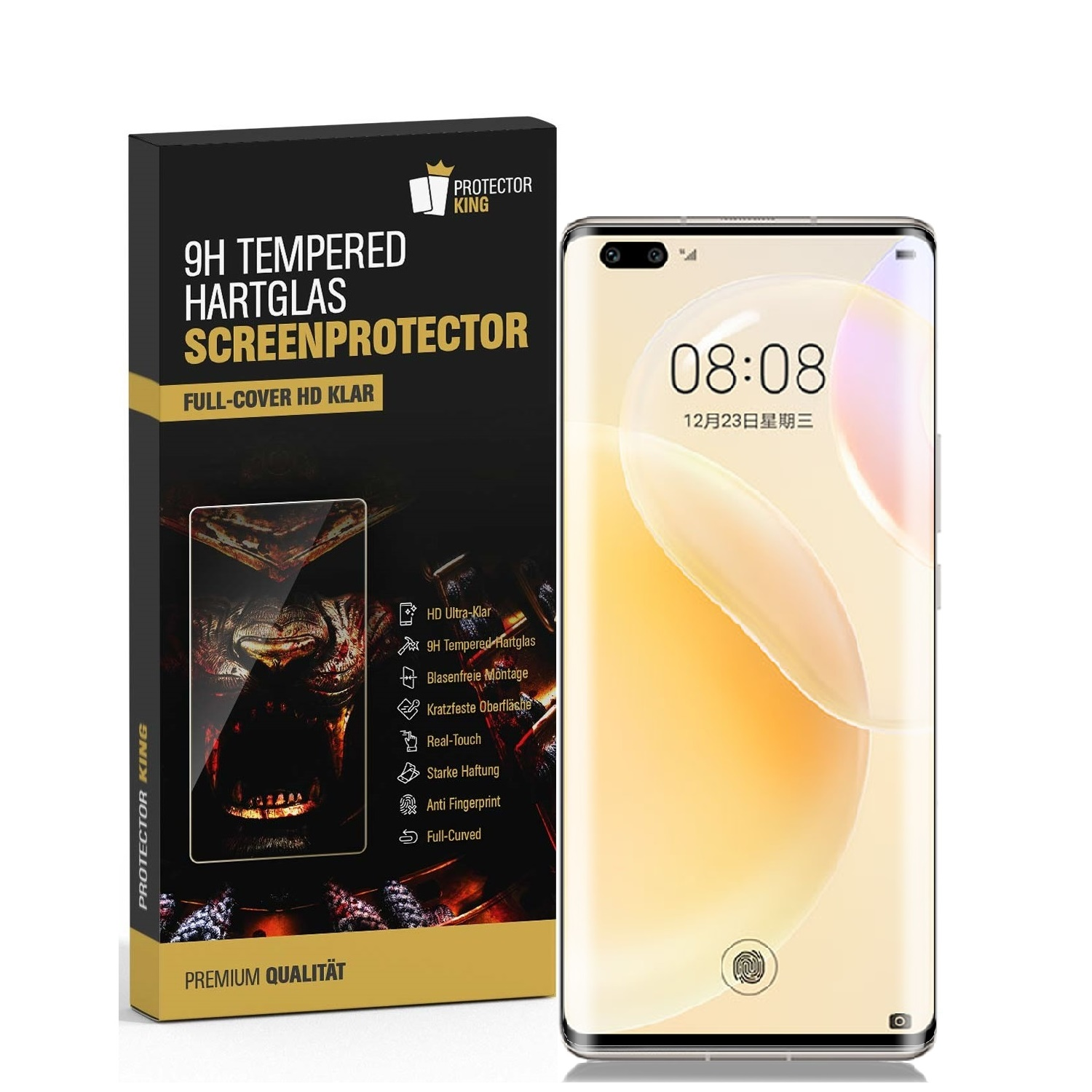 PROTECTORKING 2x FULL CURVED 9H Schutzglas HD Pro) KLAR Displayschutzfolie(für Nova 9 Huawei Hartglas