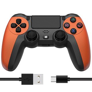 Gamepad  - Naranja vibrante KINSI, PS4, Bluetooth, True wireless, Inalámbrica, Naranja