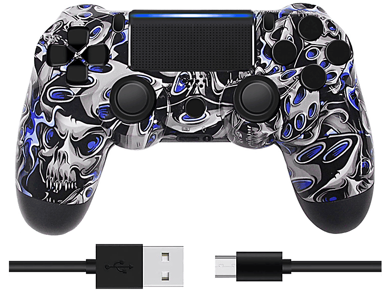 PS4, Controller, Gamepad, Blau-Todesgeist Gamepad, KINSI für Controller Bluetooth Wireless