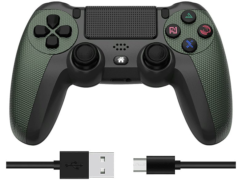 KINSI Gamepad, Bluetooth Controller, Wireless Gamepad, Flammen, für PS4 Controller Cangling Grün