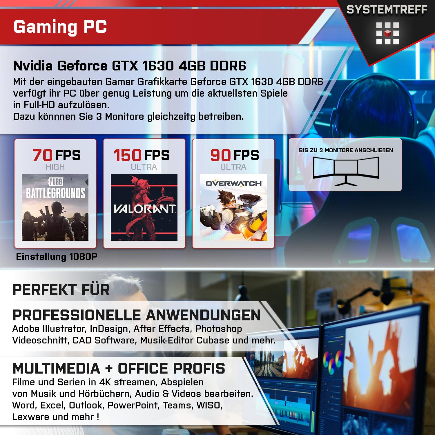 SYSTEMTREFF Gaming Intel PC 16 mit GB RAM, i5-11600, 4 Geforce Komplett Nvidia GTX 1630 Komplett Prozessor, mSSD, 4GB, 512 GB Core GB i5-11600