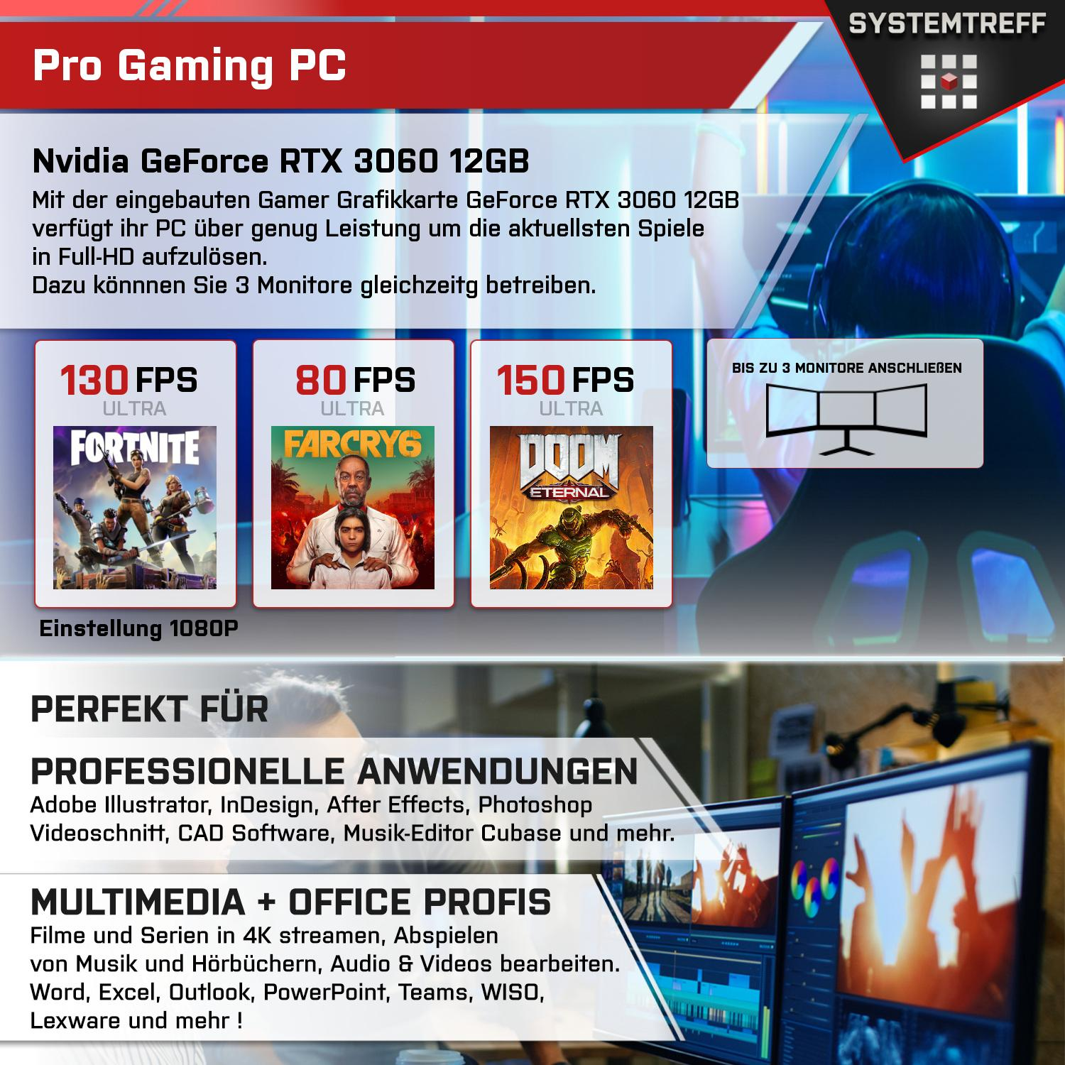 SYSTEMTREFF Pro Gaming Intel Core NVIDIA 1000 PC 3060 i7-11700F, GB GB GeForce 32 Prozessor, Core™ i7 mSSD, mit Windows RTX™ 11 Pro, RAM, Intel® Gaming