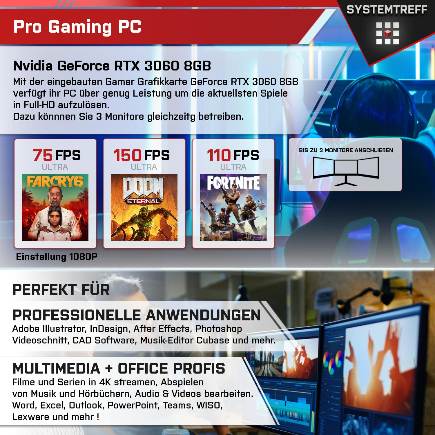 AMD 3060 PC 16 Ryzen™ RAM, NVIDIA Windows AMD Ryzen GeForce 3 mit Gaming 512 Gaming 11 GB mSSD, RTX™ SYSTEMTREFF Pro, GB 4100, Prozessor, 3