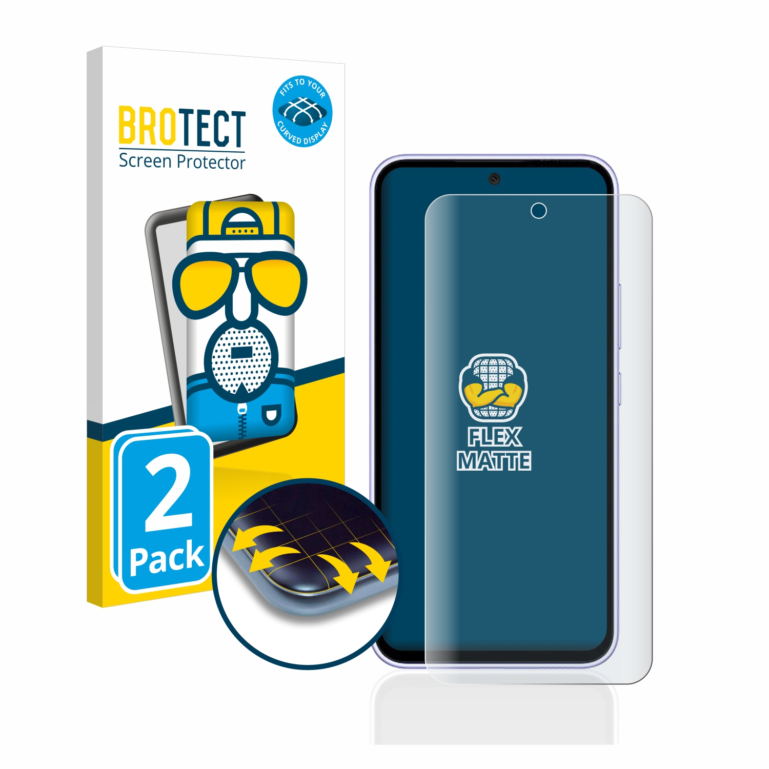 BROTECT 2x Full-Cover matt Schutzfolie(für 3D Samsung Galaxy 5G) Flex Curved A54