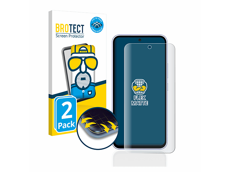 BROTECT 2x Flex matt Full-Cover 3D A54 Samsung Curved Schutzfolie(für 5G) Galaxy