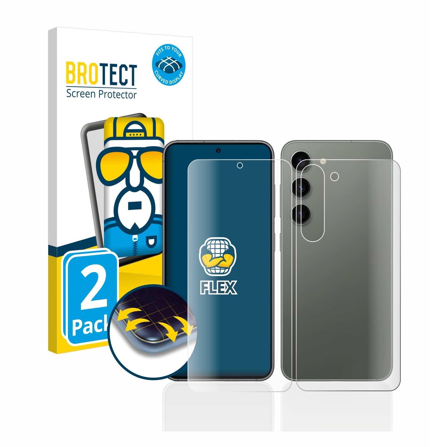 BROTECT 2x Flex Plus) Samsung Schutzfolie(für Galaxy Curved Full-Cover S23 3D
