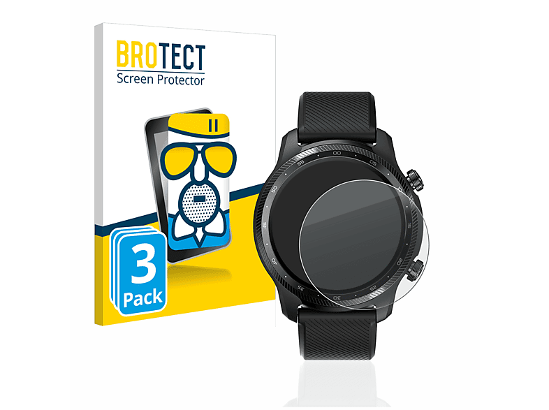 BROTECT 3x Airglass matte Ticwatch GPS) Ultra Schutzfolie(für 3 Mobvoi Pro