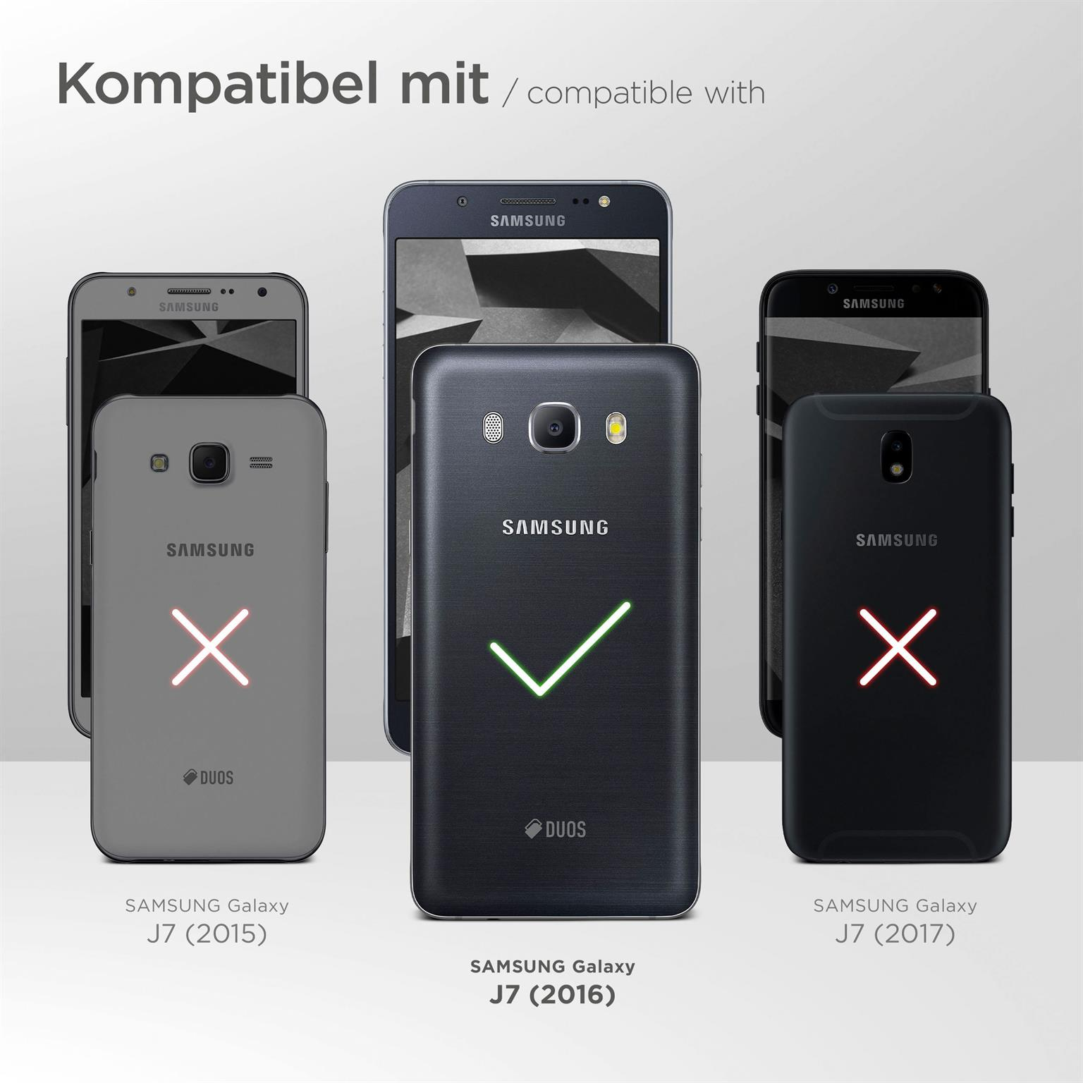 MOEX 3x Schutzfolie, klar Displayschutz(für (2016)) J7 Samsung Galaxy
