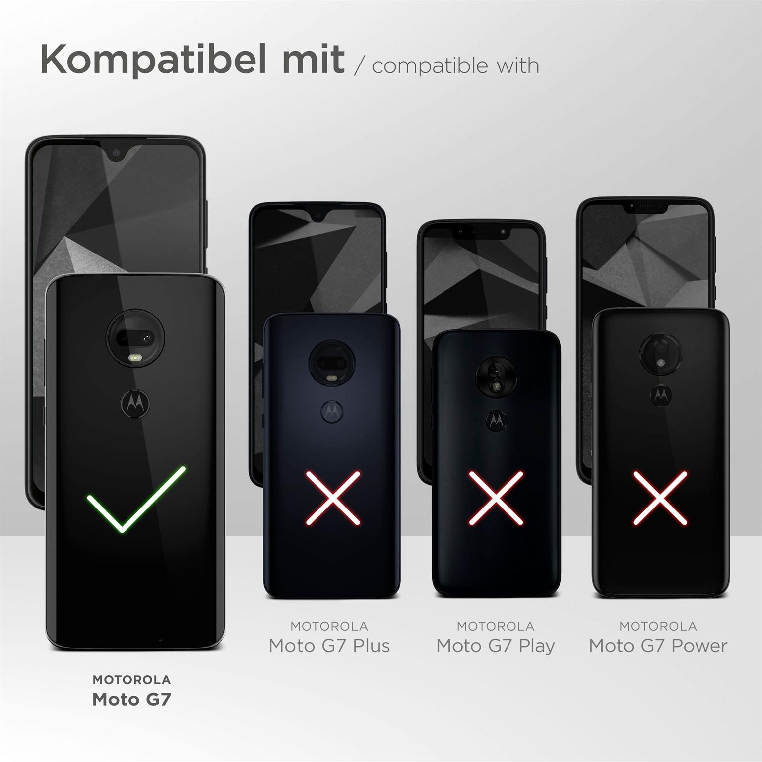Telefone und Kompatibilitätstabelle. Motorola-Telefone mit schwarzen Rückseiten. Text: Kompatibel mit.