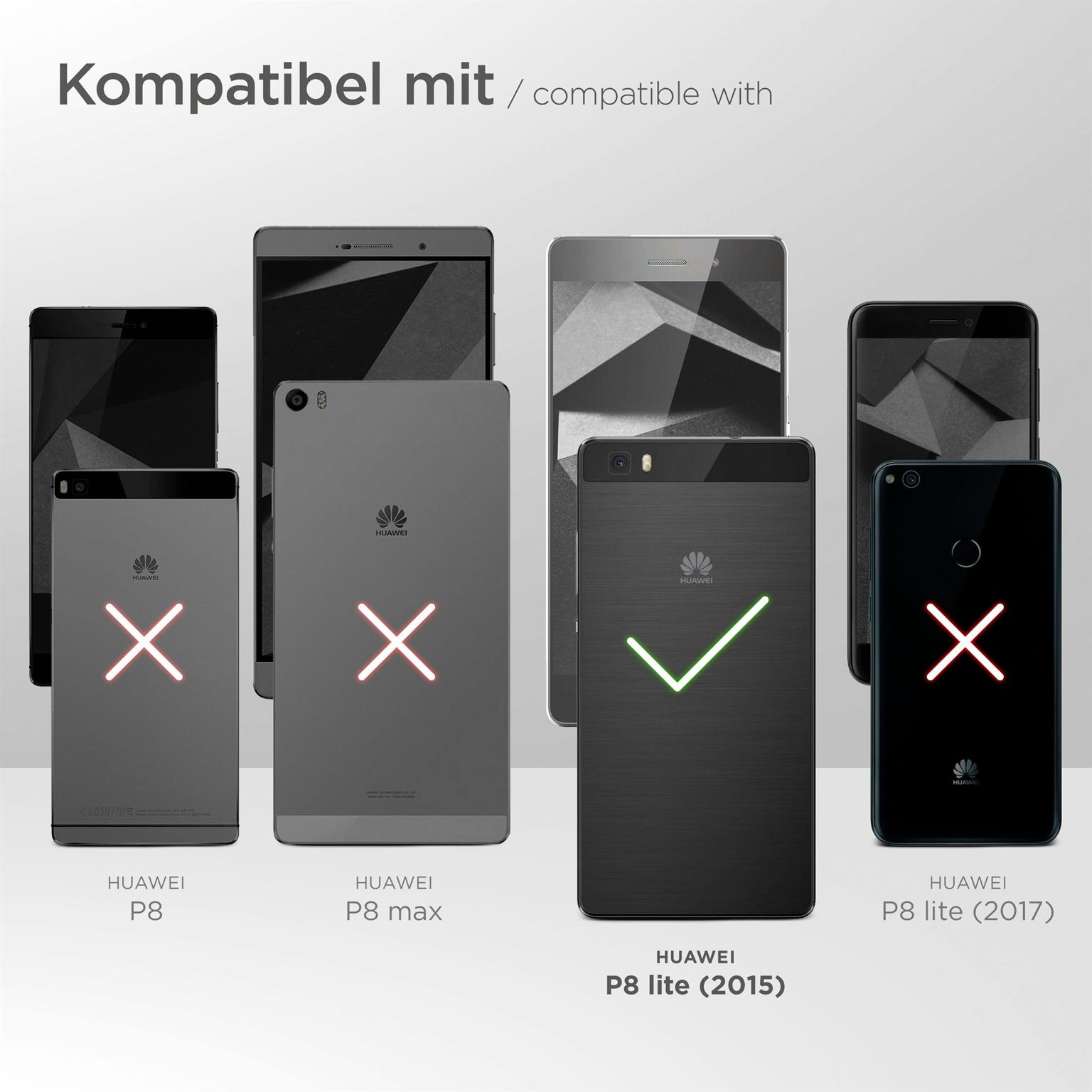 Vergleich von Huawei-Telefonen, der die Kompatibilität mit P8 lite (2015) zeigt.