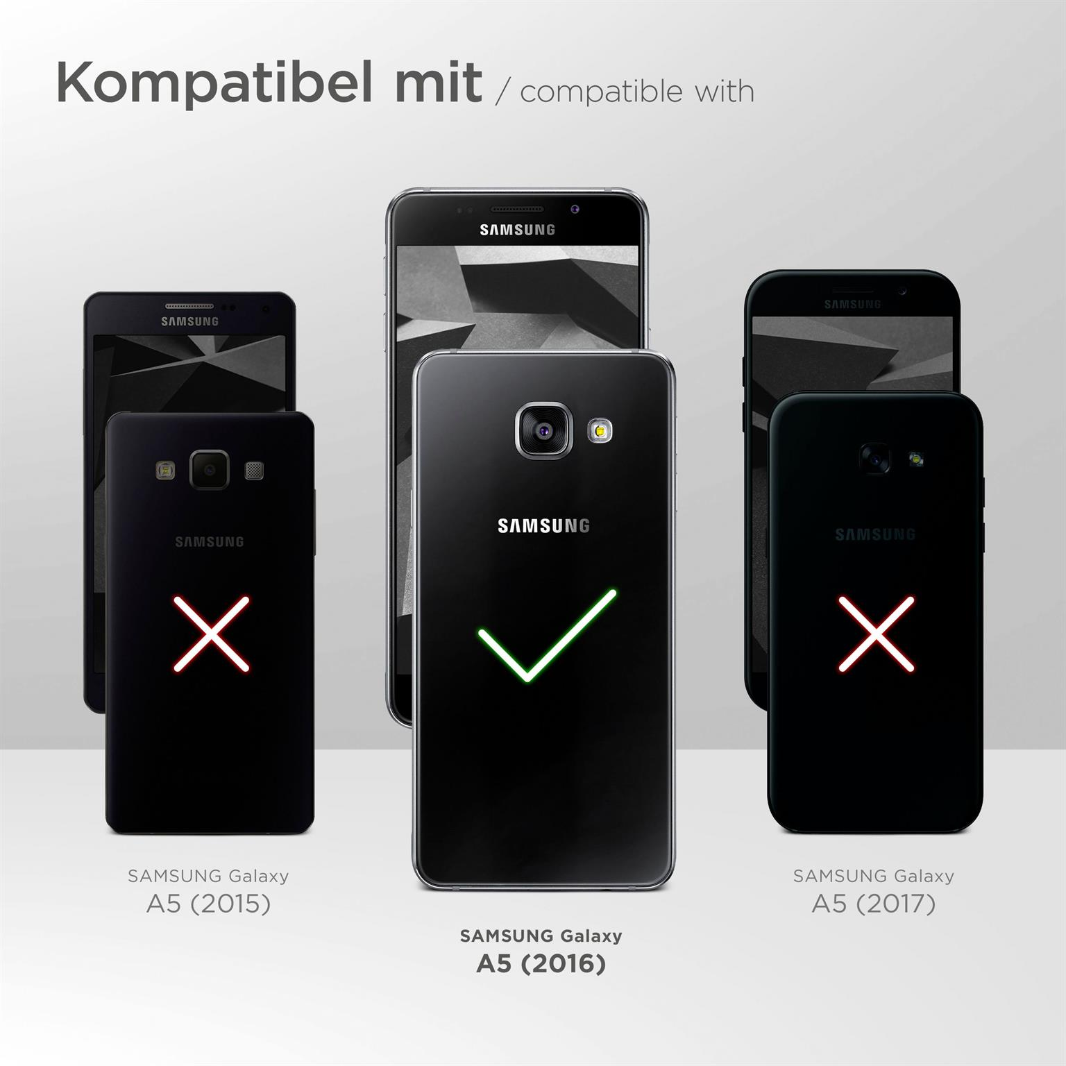 Telefone mit unterschiedlich farbigen Rückseiten. Einige mit X markiert, einer mit Häkchen. Weißer Hintergrund.