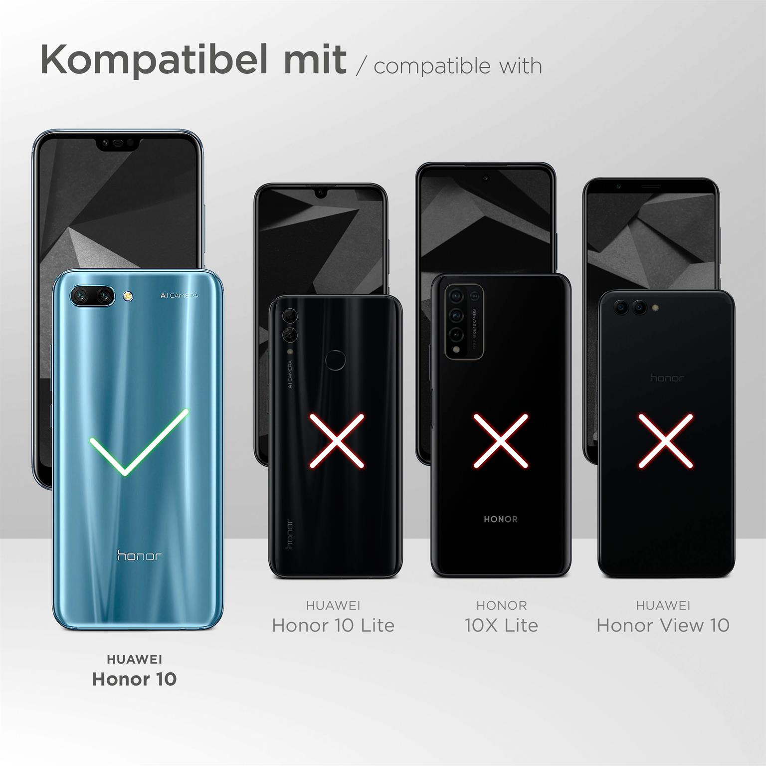 Sechs Smartphones, eines blau mit Häkchen und fünf mit X-Markierung. Alle vor weißem Hintergrund.
