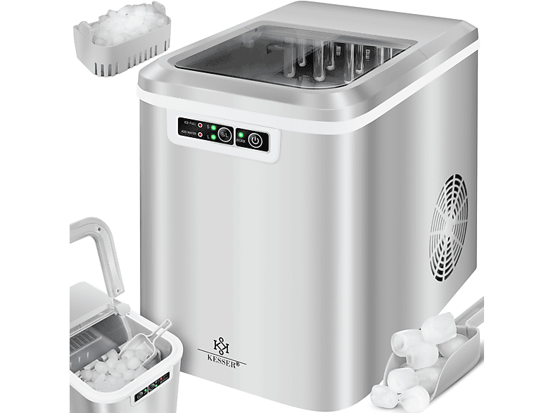 KESSER 19703 Eiswürfelbereiter Eiswürfelmaschine (150 Watt, silber)