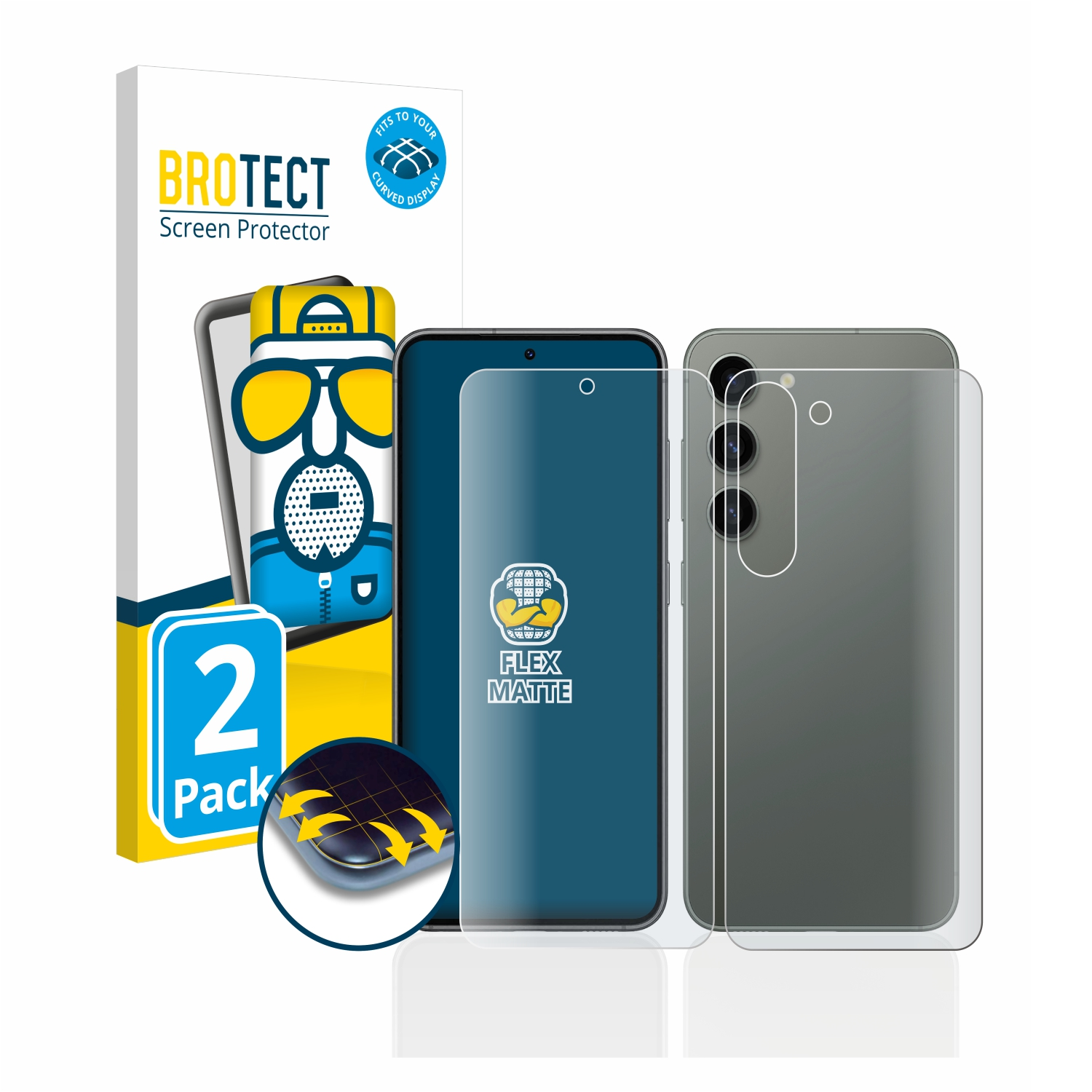 matt BROTECT 2x Full-Cover Schutzfolie(für Samsung 3D Galaxy S23) Flex Curved