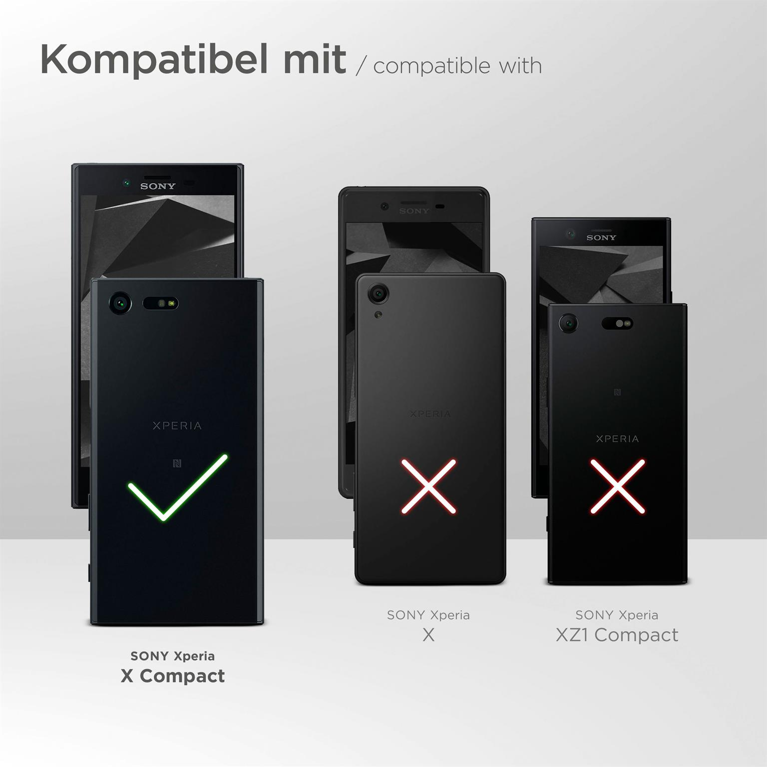 X Compact, Xperia Sony, Flip Flip Case, Deep-Black Cover, MOEX