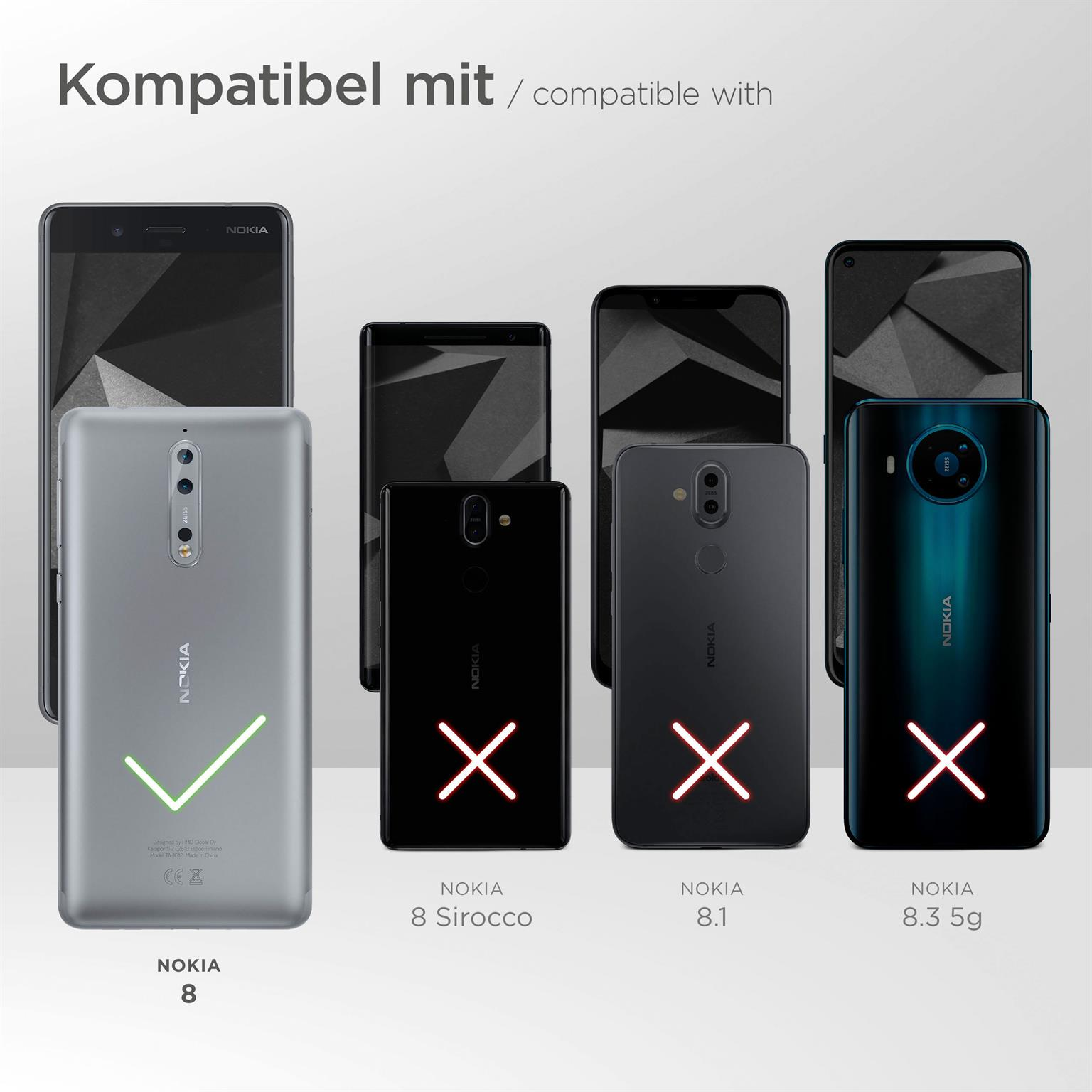 MOEX 3x Schutzfolie, klar Displayschutz(für 8) Nokia