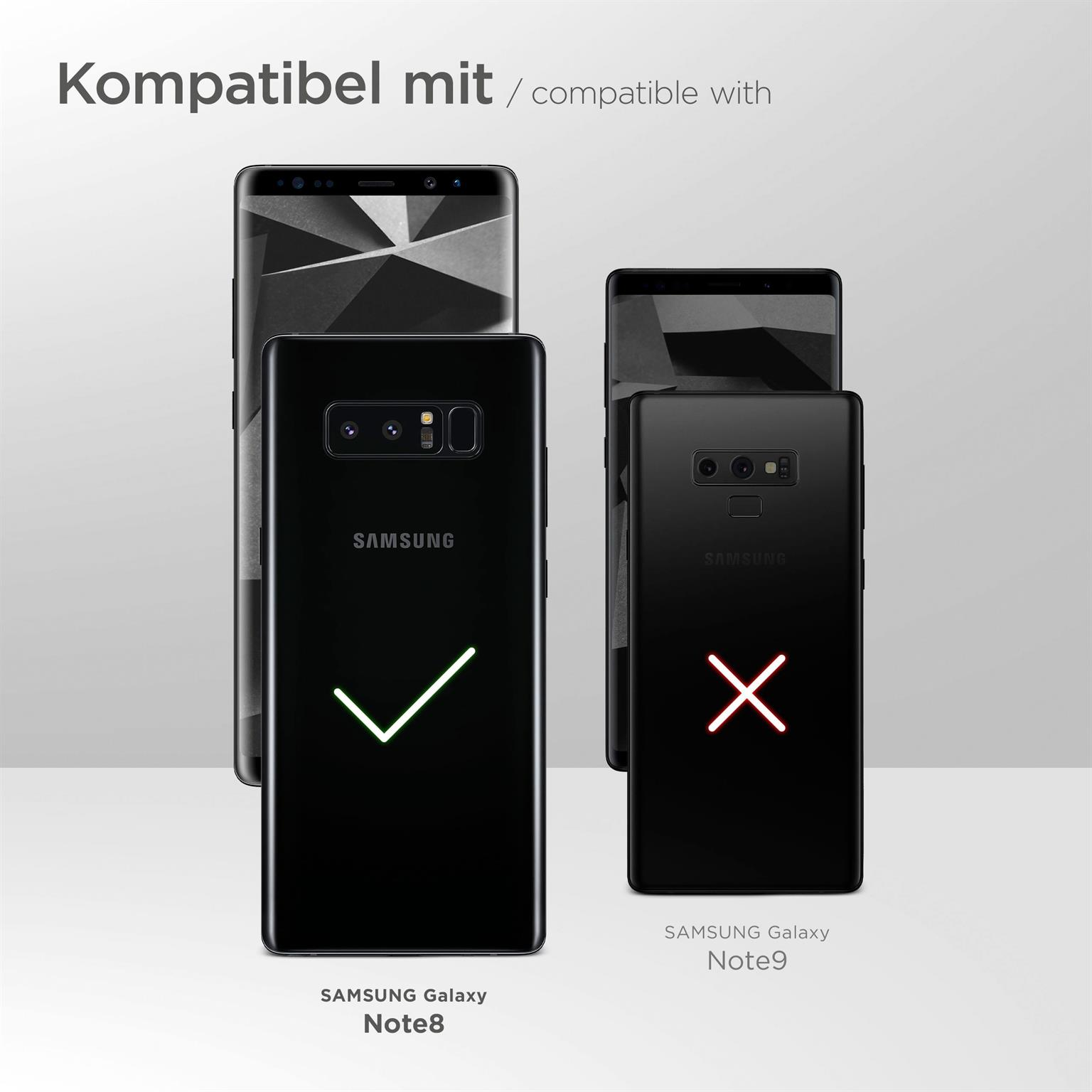 Bild zeigt Samsung Galaxy Note 8 kompatibel mit Hülle, Note 9 nicht.