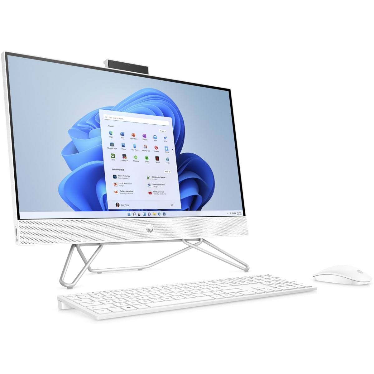 HP 6D539EA, All-in-One PC mit SSD, 8 Display, 512 23,8 GB GB Zoll Weiß RAM