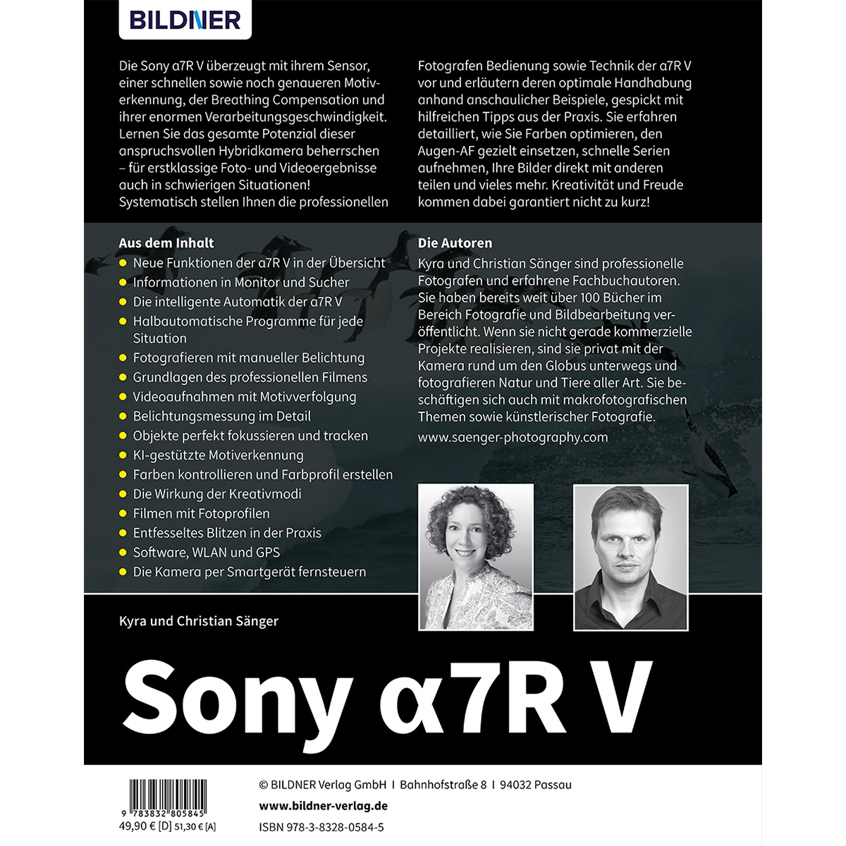 Ein Buchcover. Zeigt den Titel einer Sony Kamera und Text mit Bildern.