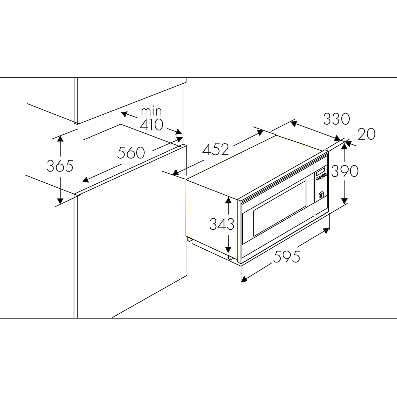 Watt) WMW800-20GB WOLKENSTEIN Mikrowelle Einbau (800