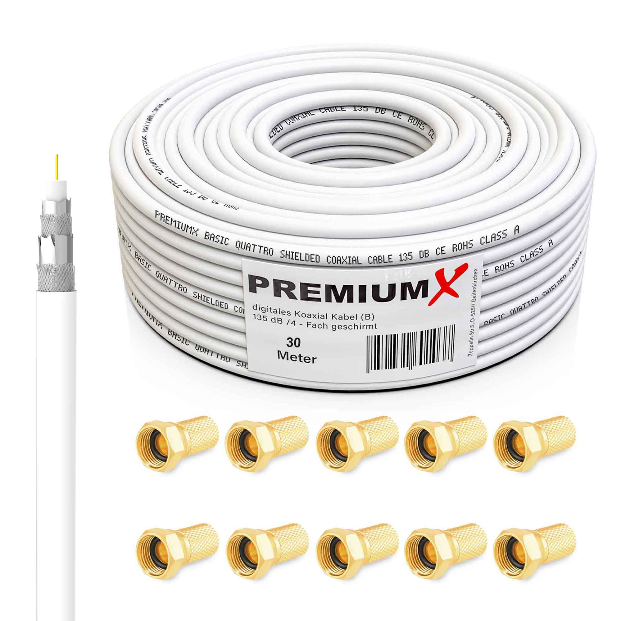 LOKMANN 500m zuiver koper 135dB 5-voudig afgeschermd coaxkabel coaxkabel antennekabel TV kabel satellietkabel Full HD, UHD, 4K, 8K AUFWÄRTS
