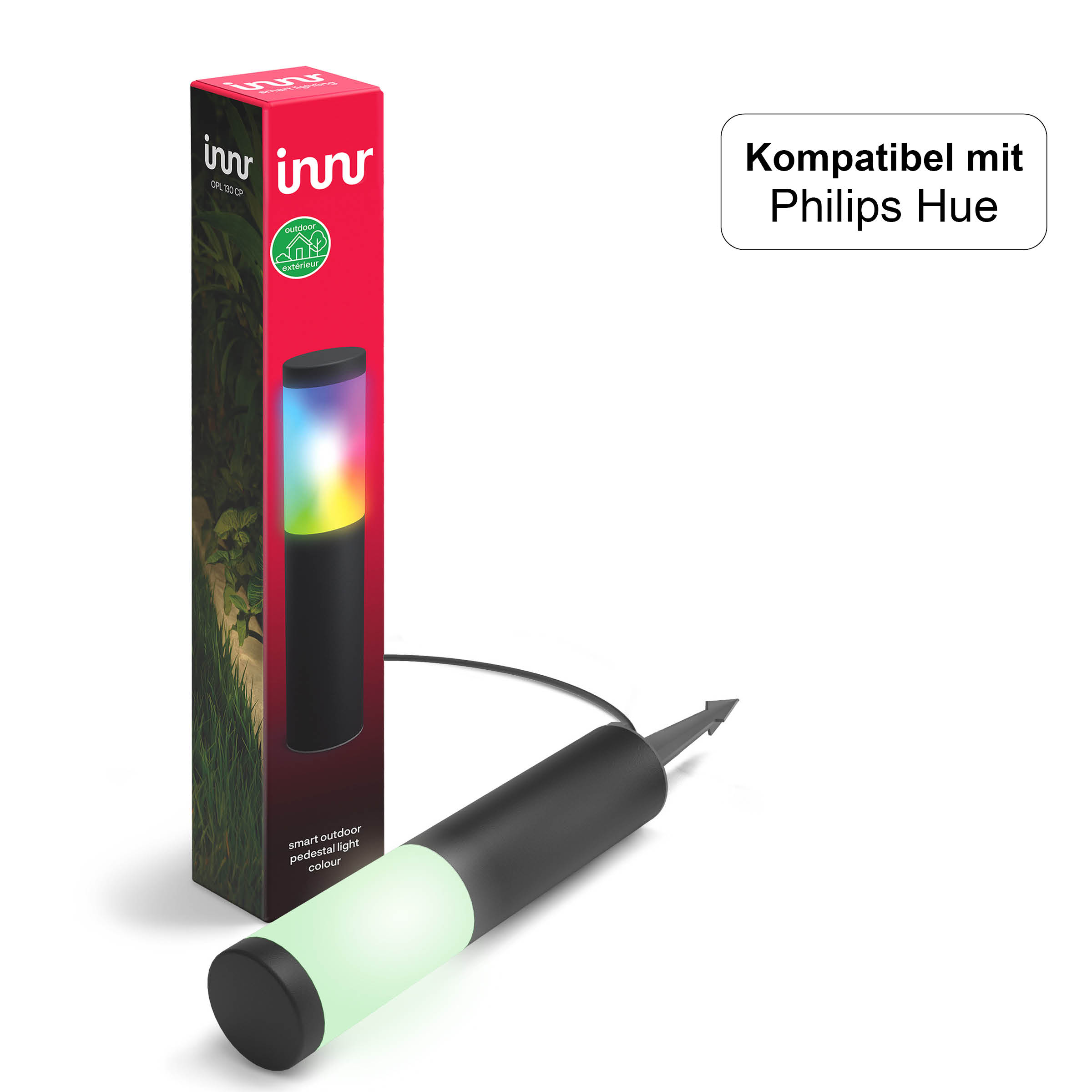 130 + Hue white Pedestal & Lights OPL 1-pack, Philips LED RGB 1800K-6500K Extension, mit CP INNR Zigbee Kompatibel Alexa, Outdoor Lampe
