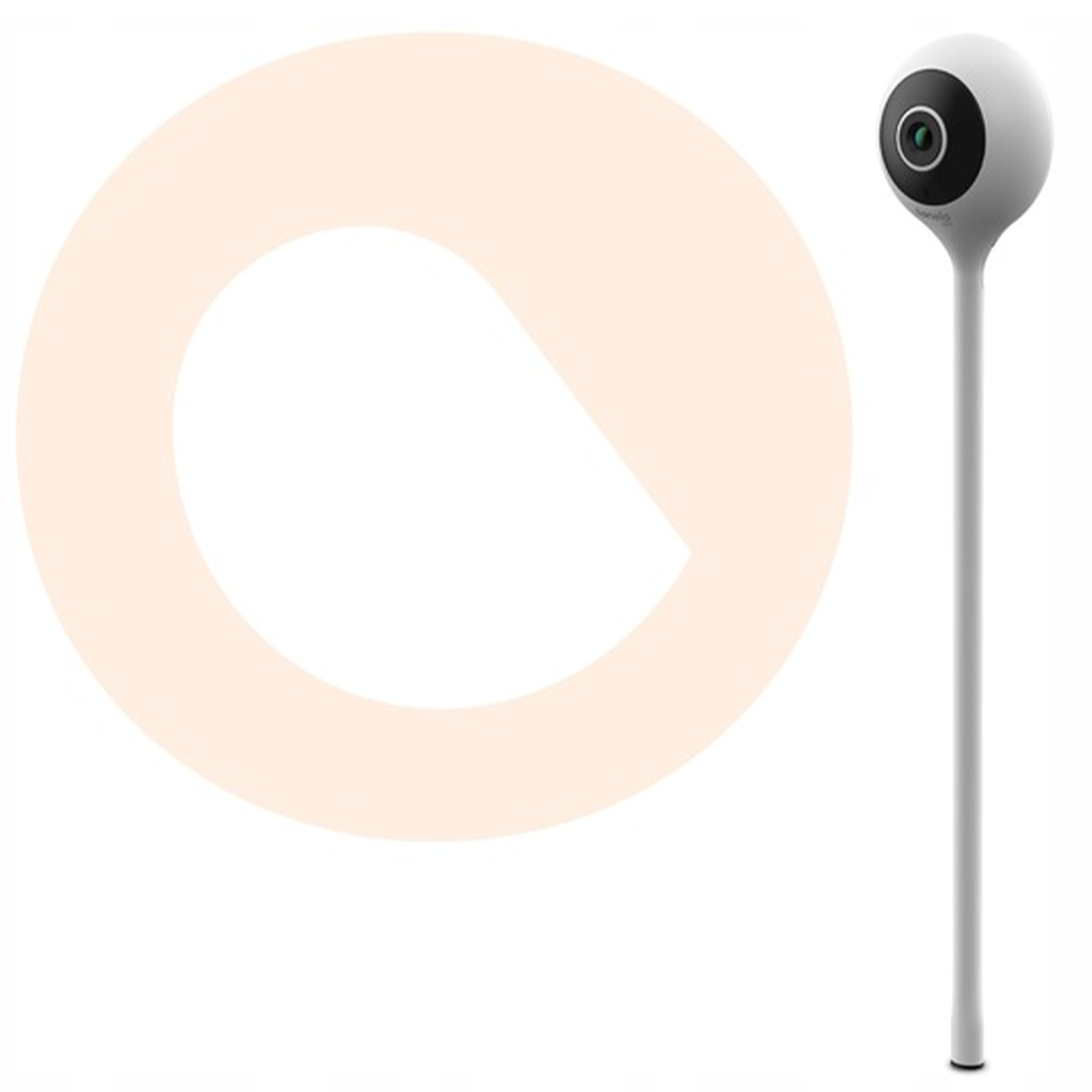 Ein weißer Babyphone mit Kamera auf einem langen Ständer.