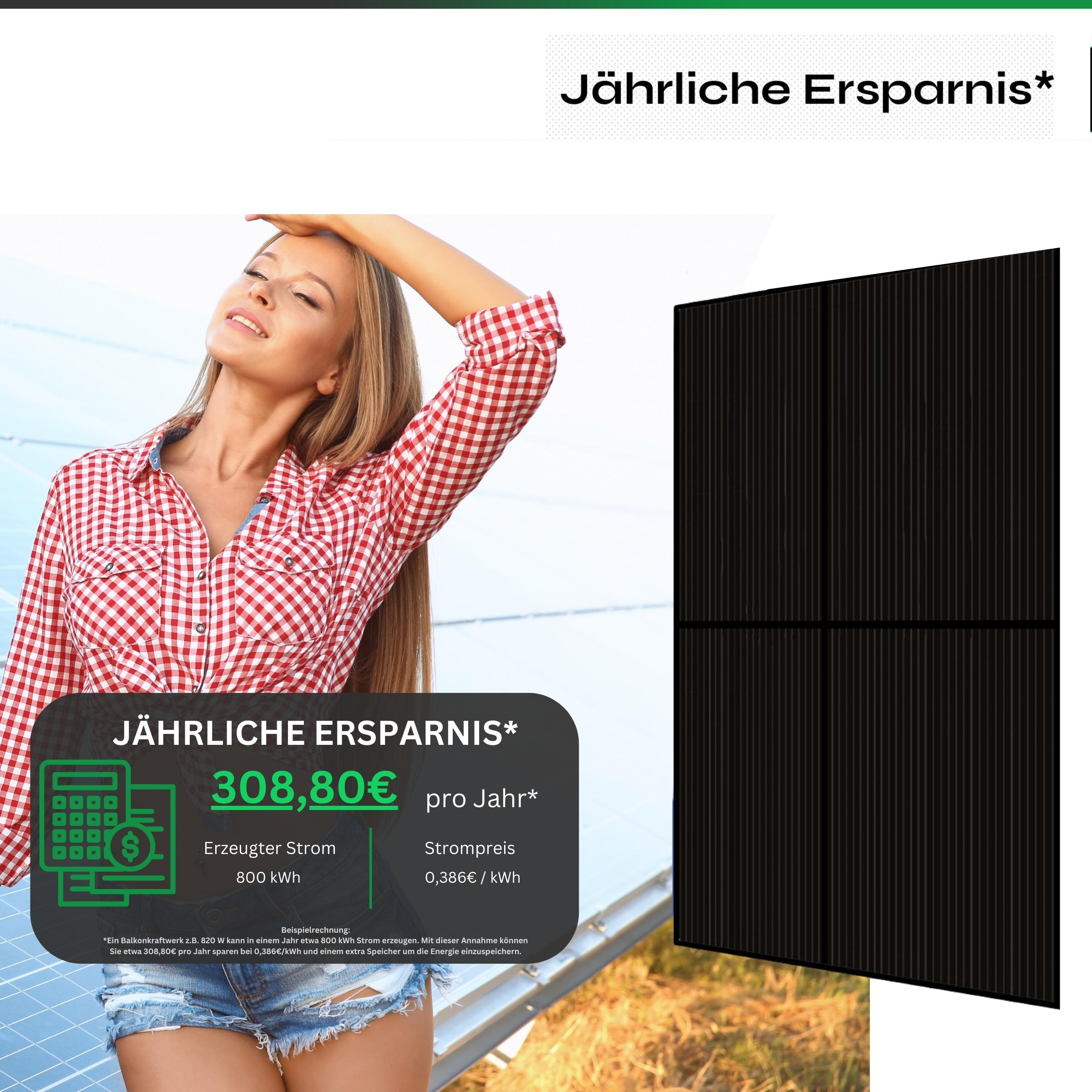 600 Smart / Steckerfertig WIFI W TINOS Balkonkraftwerk Photovoltaik 820 W