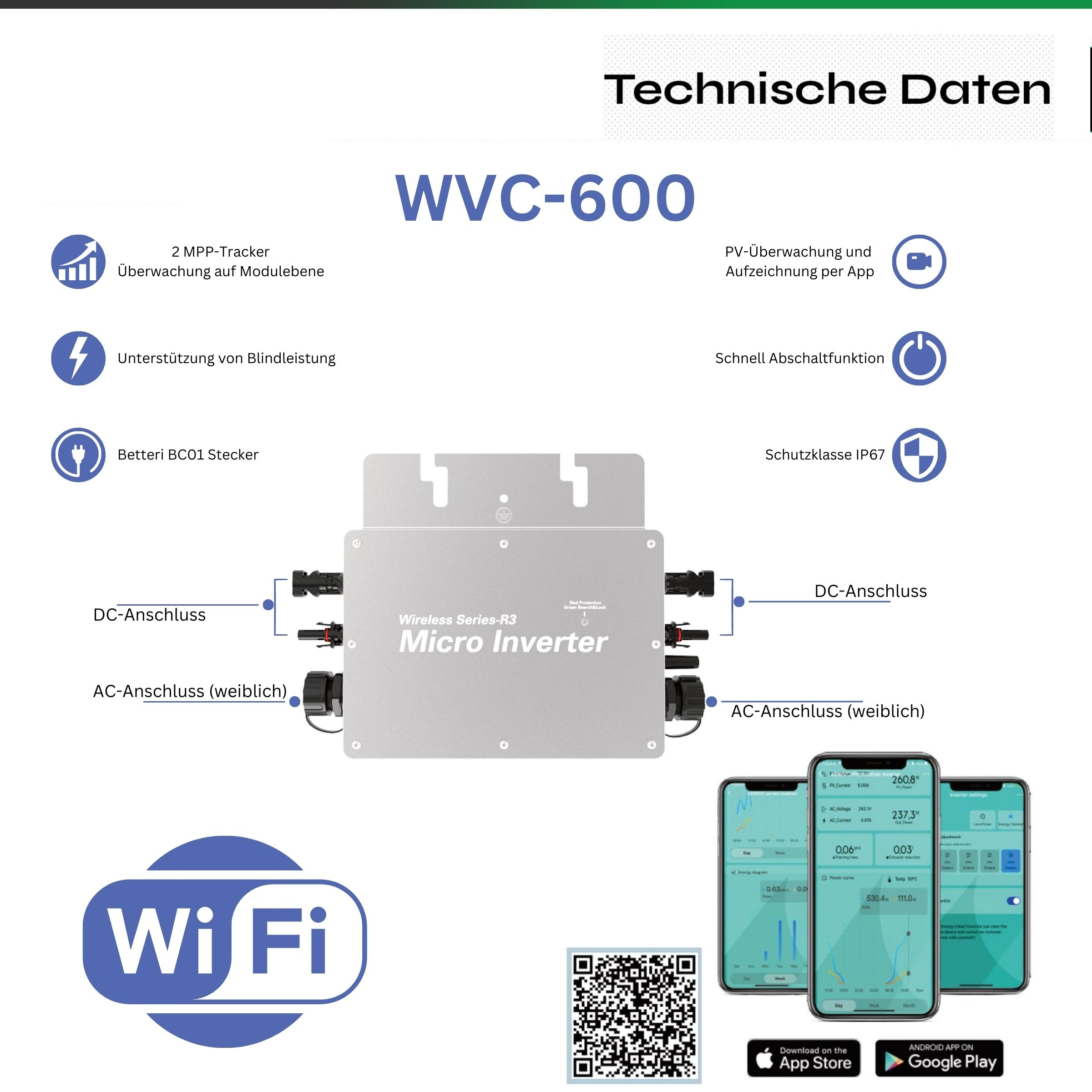 TINOS Photovoltaik W WIFI W 600 820 Smart Steckerfertig / Balkonkraftwerk