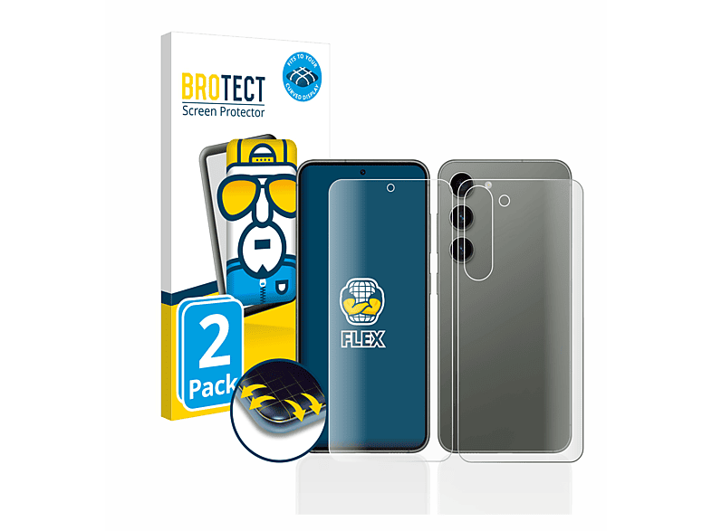 BROTECT 2x Flex 3D Samsung Galaxy S23) Schutzfolie(für Curved Full-Cover
