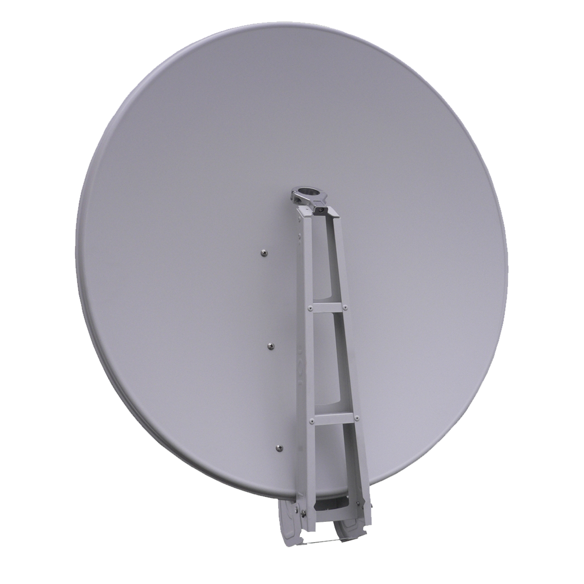 Eine große, weiße Satellitenschüssel mit einer Tragstruktur.