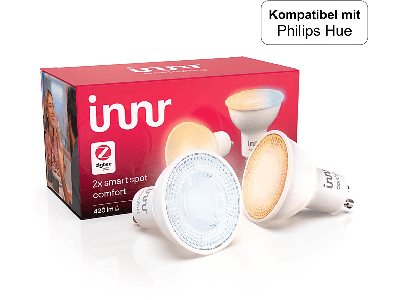 INNR Zigbee GU10 Lampe Philips LED, lamp T-2 Tunable, 2-Pack, Tunable/Comfort Alexa, LED mit Hue 227 & RS Smart Kompatibel