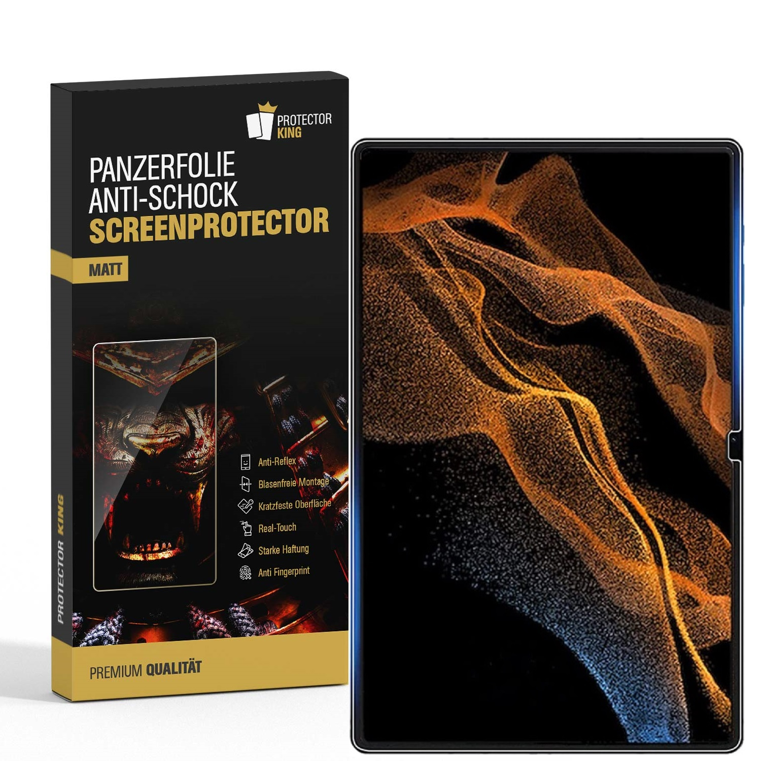 PROTECTORKING 2x Panzerfolie ANTI-SHOCK S8 Samsung Ultra) ANTI-REFLEX MATT Displayschutzfolie(für Galaxy Tab
