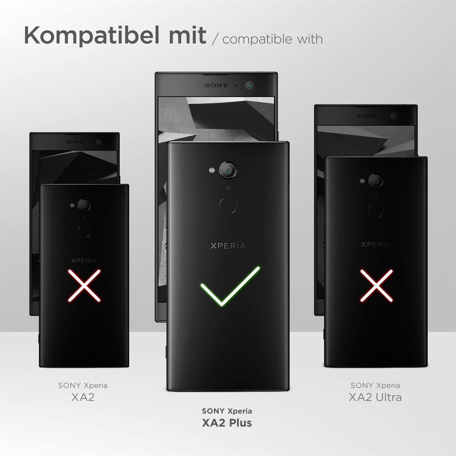 Schwarze Telefone mit Häkchen, roten X-Markierungen und Text „Kompatibel mit“ auf weißem Hintergrund.