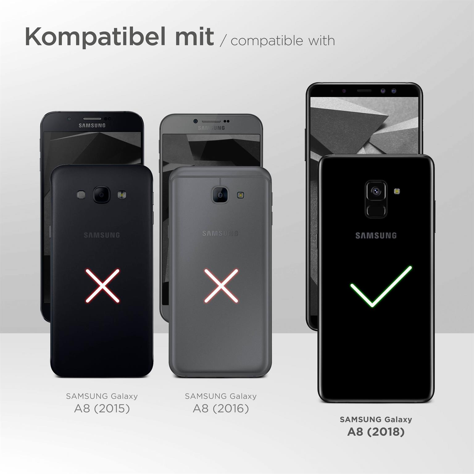 Cover, Flip Flip Galaxy (2018), Deep-Black Case, Samsung, A8 MOEX