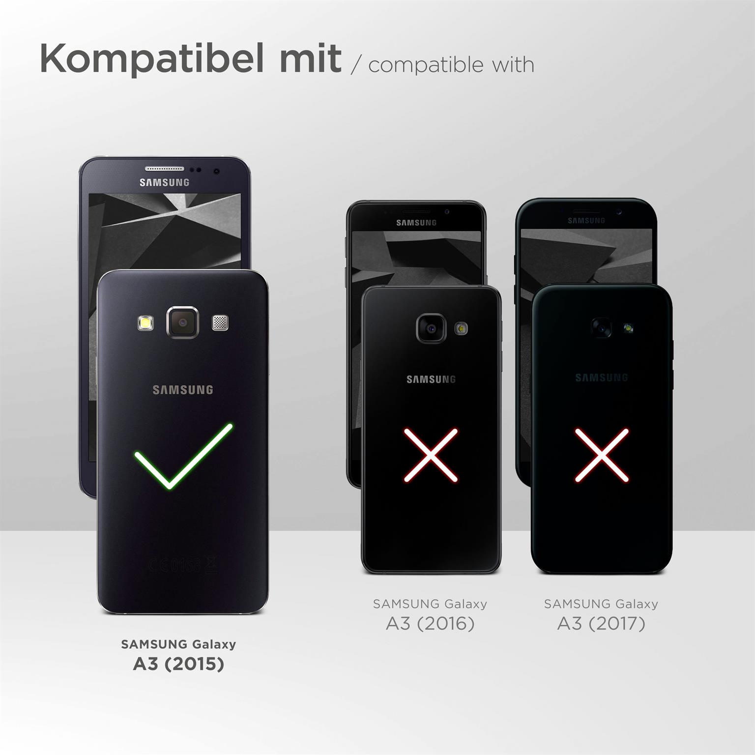 MOEX 3x (2015)) Schutzfolie, klar Samsung Galaxy Displayschutz(für A3