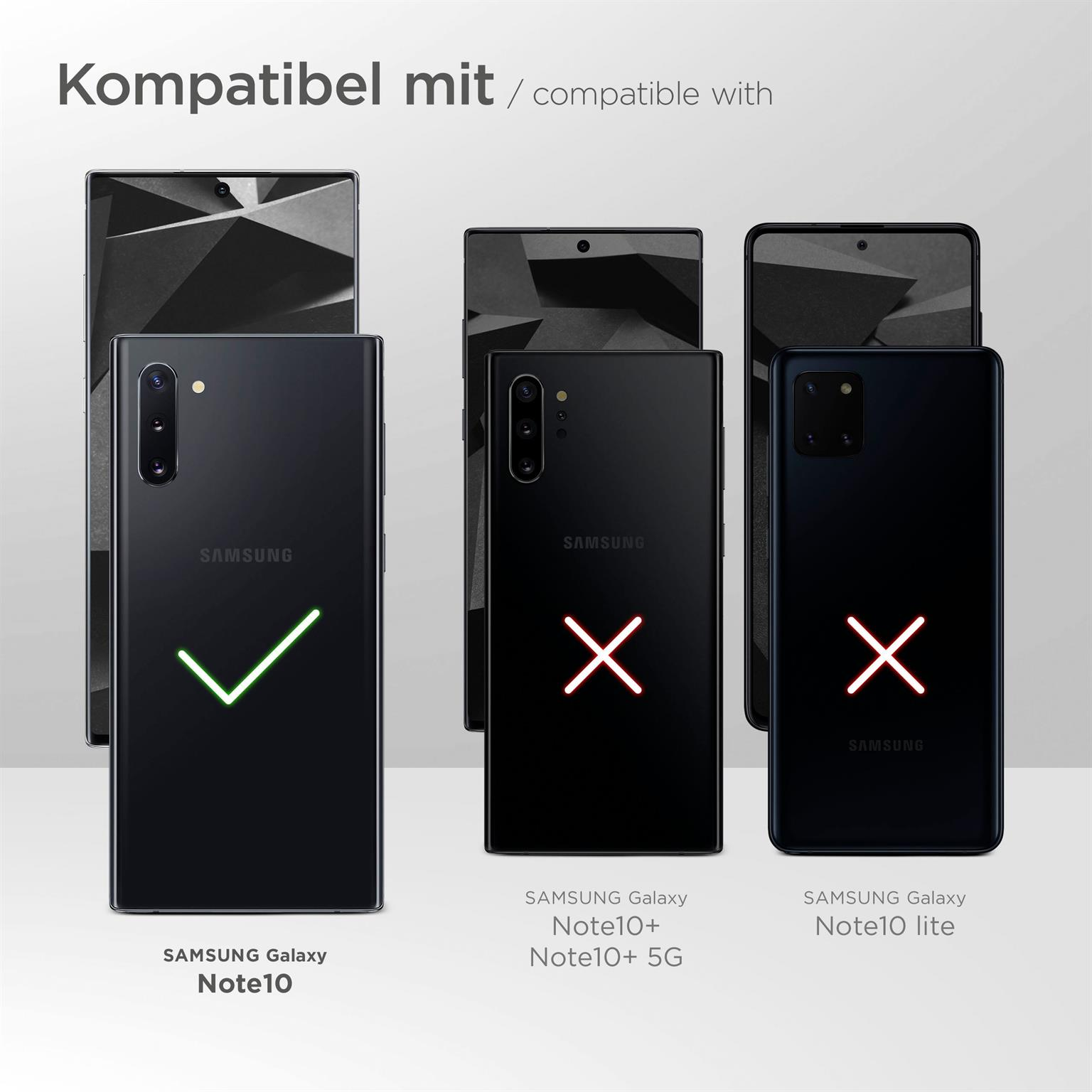 Schwarzes Samsung-Telefon mit grünem Häkchen und zwei Telefonen mit roten X-Markierungen.