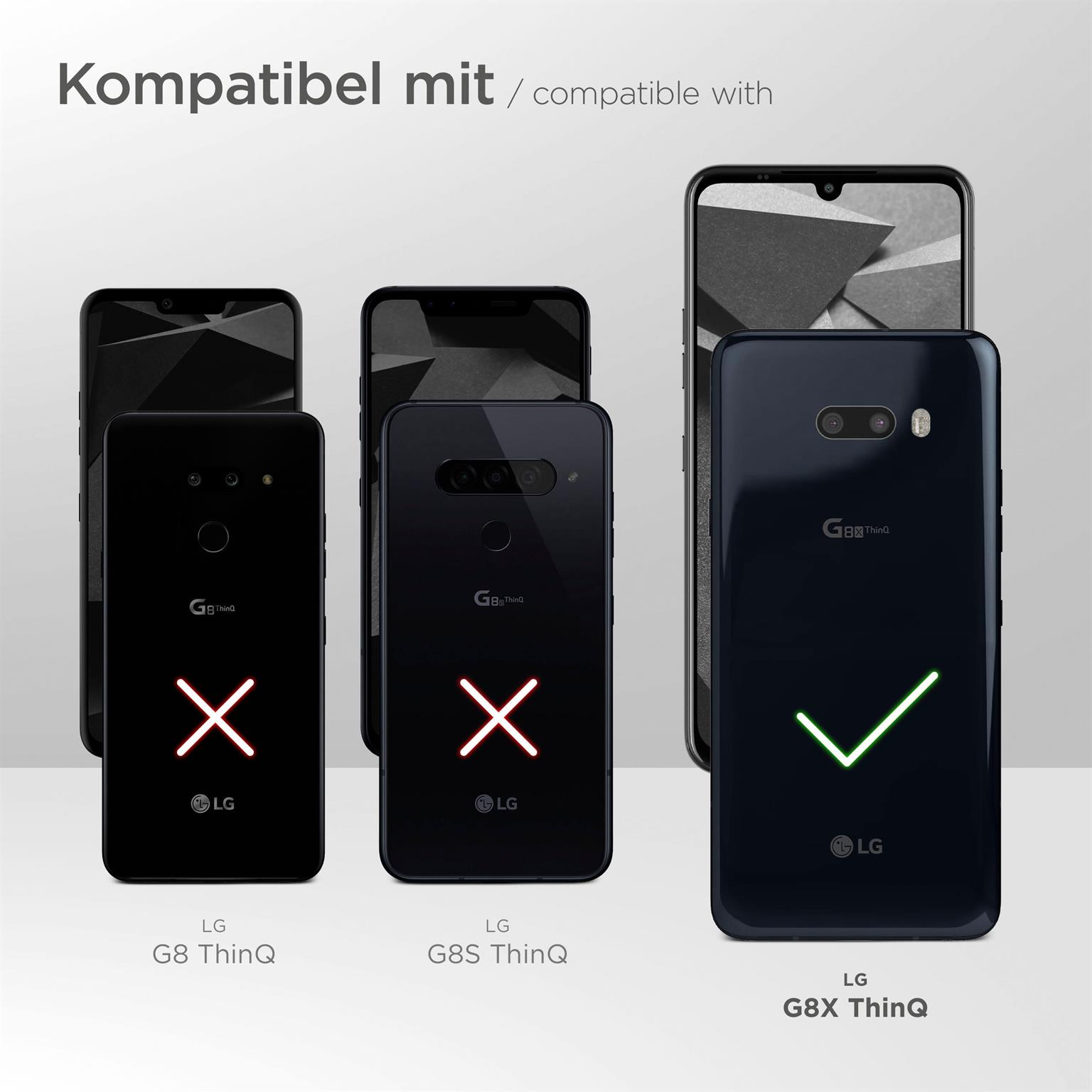 Bild mit Kompatibilität von LG-Telefonen. Nur das LG G8X ThinQ ist kompatibel.