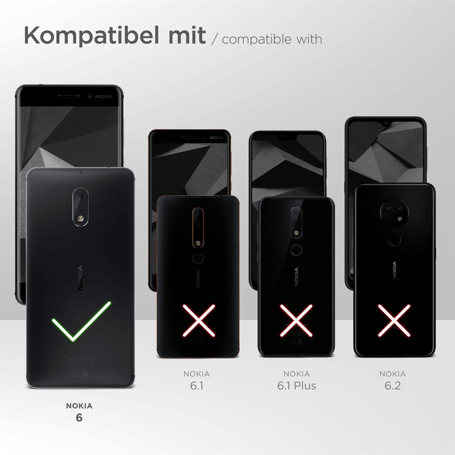 Telefone und Handyhüllen. Nokia 6 Hülle ist kompatibel. 6.1, 6.1 Plus und 6.2 Hüllen sind nicht.
