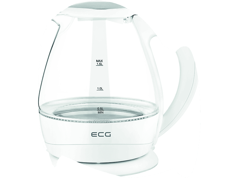 Joyami Glas-Wasserkocher 1,5 Liter, 1500W, BPA-frei, Mit Externer Wasserstandsanzeige – Weiß