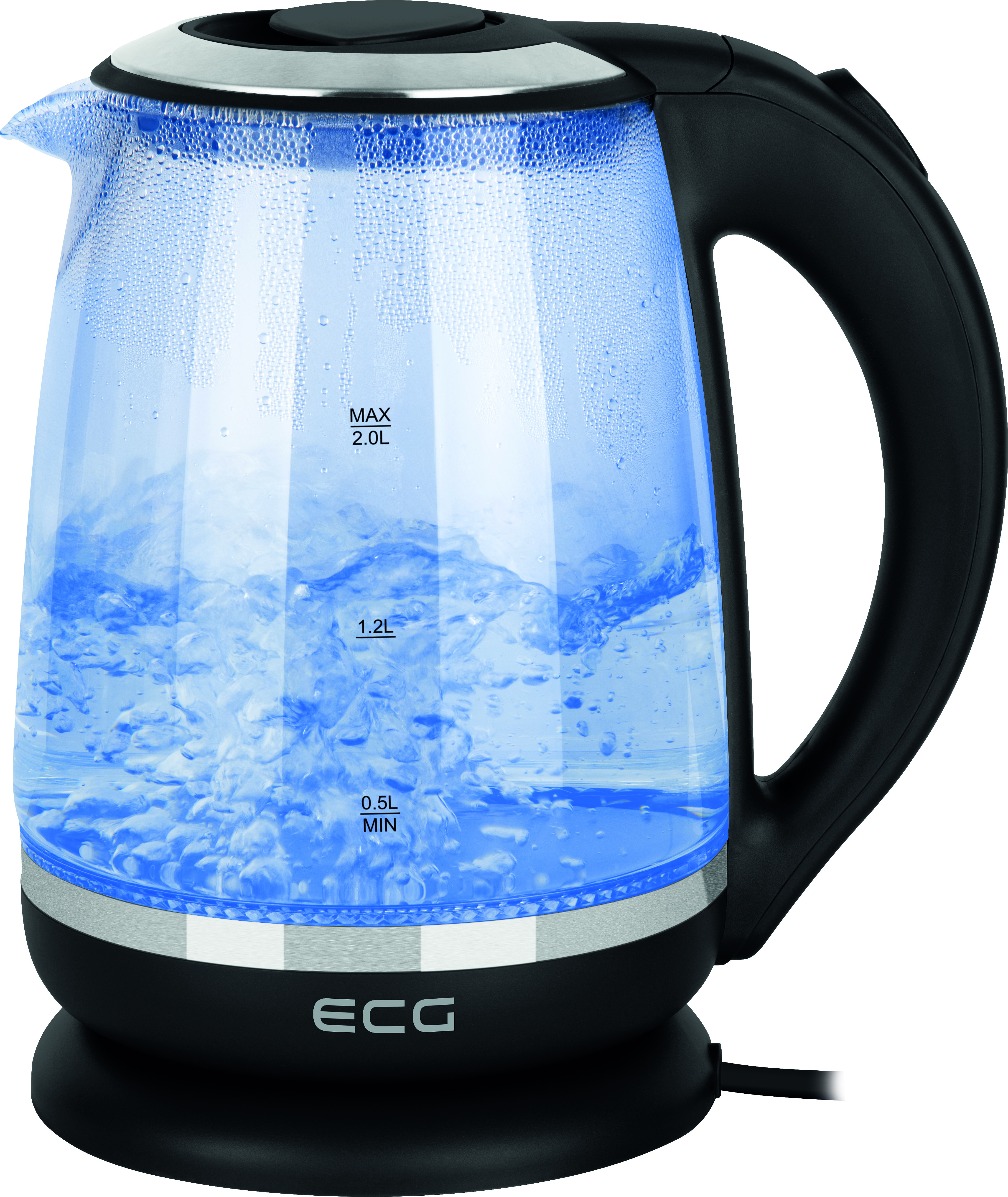 ECG RK 2080 Glass | Schwarz / Wasserkocher, Transparent | Wasserkocher
